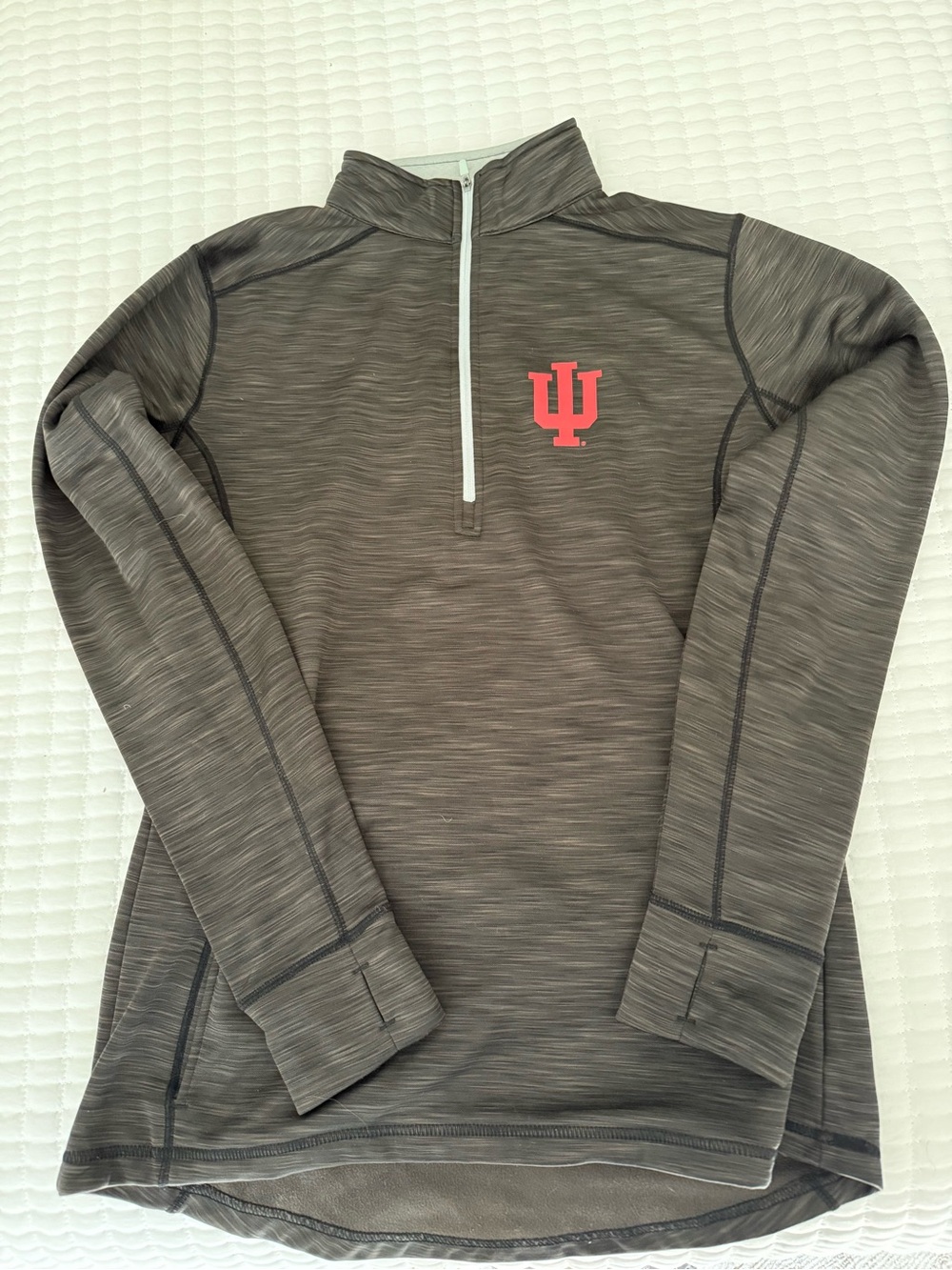 J. America Women's Heather Gray Quarter-Zip Pullover with Red Logo